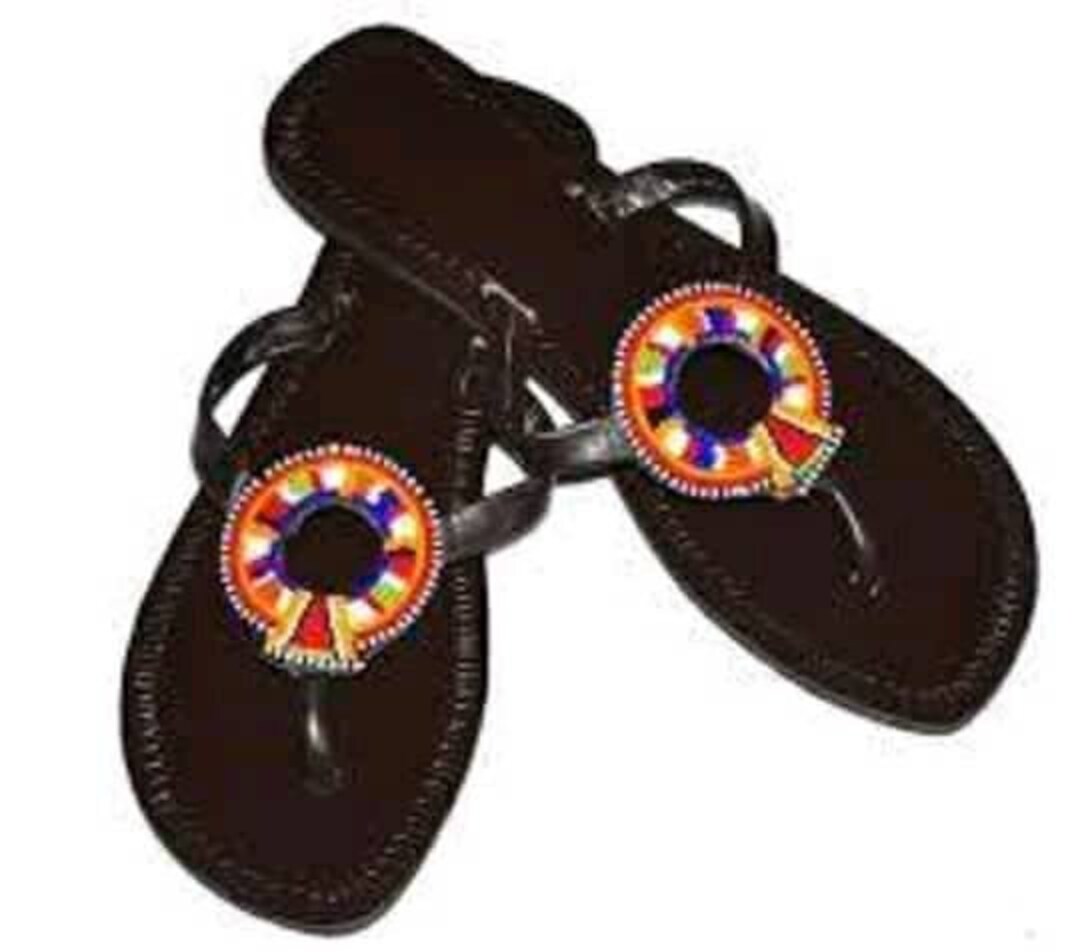 ON SALE Kenyan Sandals Beaded Sandals _ Masai Beaded Sandal _ Etsy
