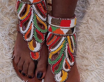 ON SALE!!!Maasai sandals, African beaded sandals, Bohemian sandals, summer sandals, women sandals, Gladiator shoes, colorful stylish sandals