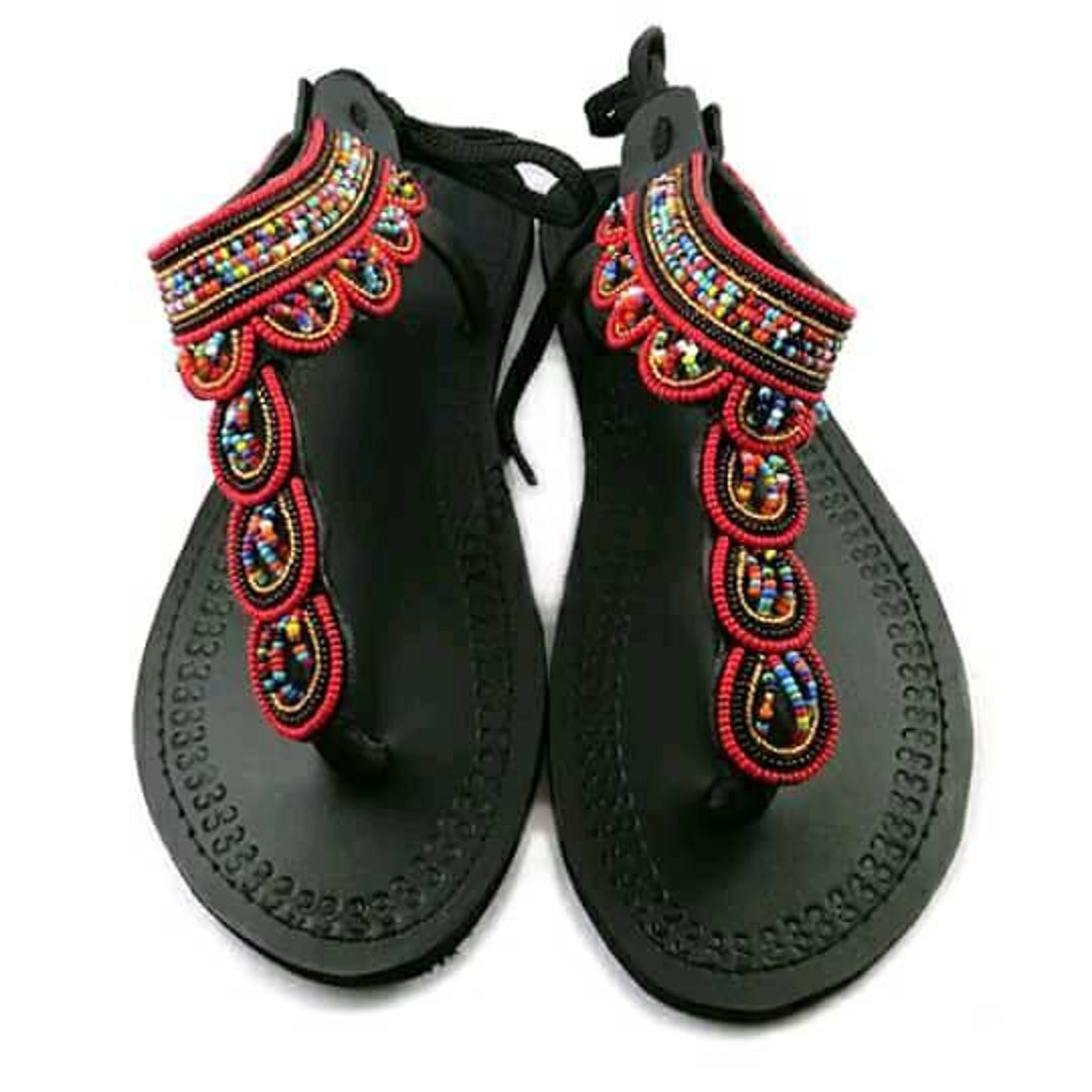 beaded black sandals
