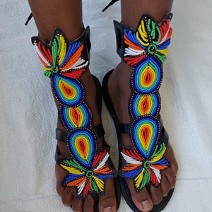 ON SALE Gladiator sandals - maasai gladiators - gladiator shoes -  gladiators - masai beaded gladiator - handcrafted sandal - women gift