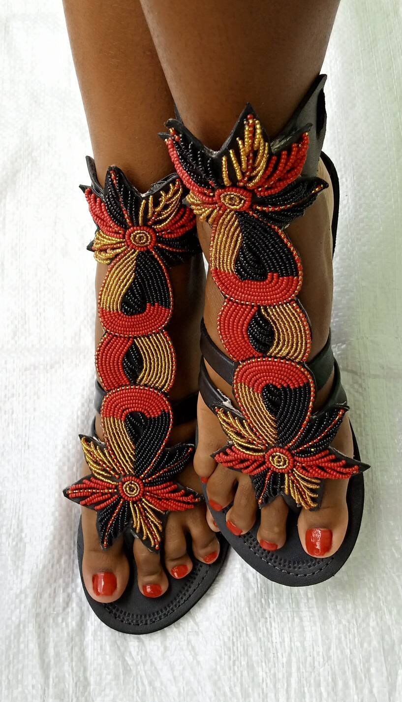 ON SALE African Gladiator Sandal/gold Sandals/sandals for - Etsy