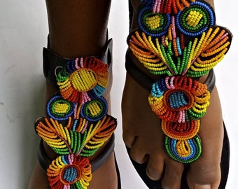 Gladiator Sandalen - Massai Gladiatoren - Gladiatoren Schuhe - Gladiatoren - Masai Perlen Gladiator - handgefertigte Sandale - Frauen Geschenk