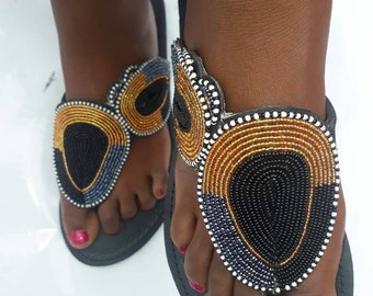 ON SALE!! Women Shoes- Beaded Sandals - African beaded sandals for women- Masai beaded sandals for women- Kenyan sandals for women- Handmade