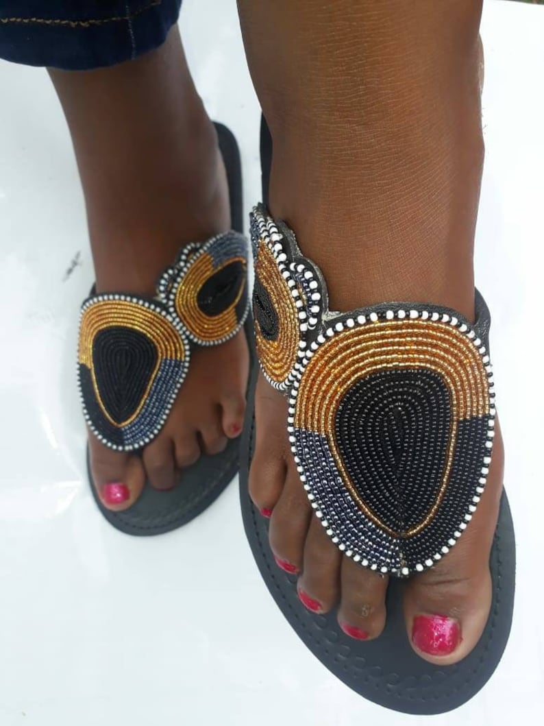 ON SALE Women Shoes Beaded Sandals African Beaded Sandals Etsy