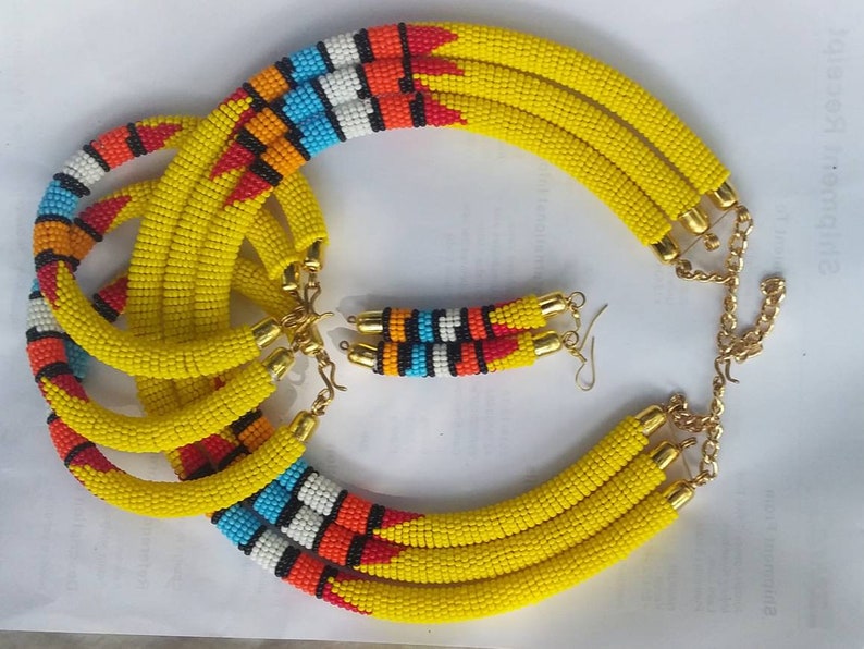 ON SALE African jewelry set Kenyan jewelry set Maasai necklaces Tribal jewelry set for women women's fashion Zulu necklaces image 2