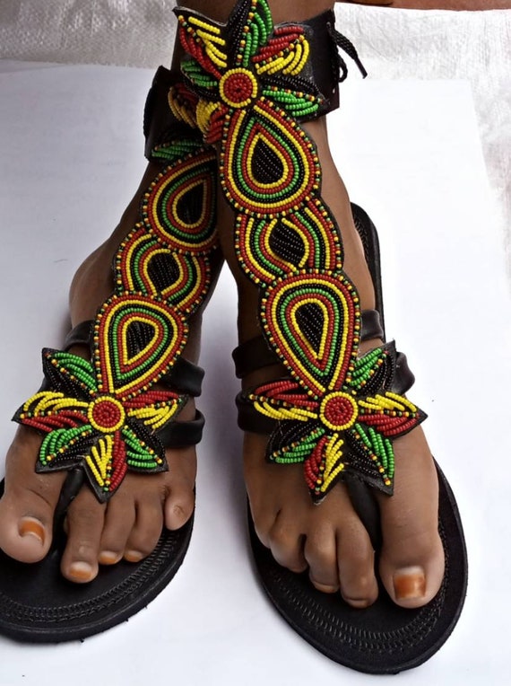 ON SALE African Gladiator Sandal rasta Sandals sandals for Women