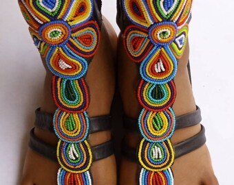 ON SALE! African gladiator sandal/Blue sandals/Sandals for women/Bohemian sandals/Summer sandals/Leather sandals/ Maasai sandal/Kenyan shoe