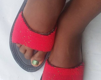 ON SALE!!  Maasai beaded sandals- African beaded sandals- Kenyan sandals- women's gift- Handmade sandals- Flat sandals- Leather Sandals