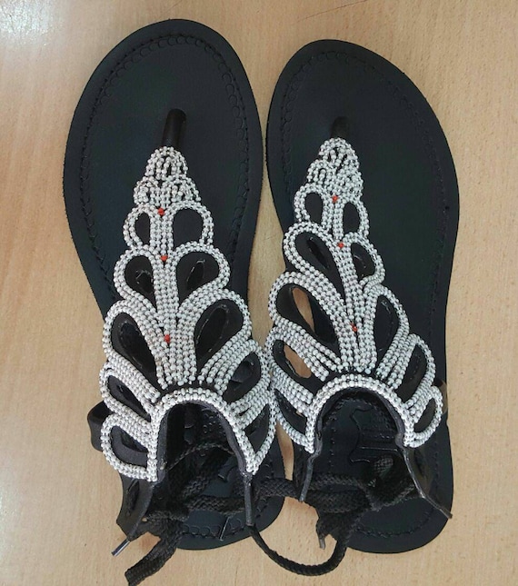 White beaded sandals hot sale