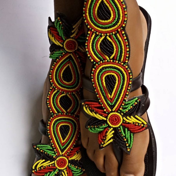 EN VENTE ! Sandales gladiateur africaines/sandales rasta/sandales pour femmes/sandales bohèmes/sandales d'été/sandales en cuir/sandales Massaï/chaussures kenyanes