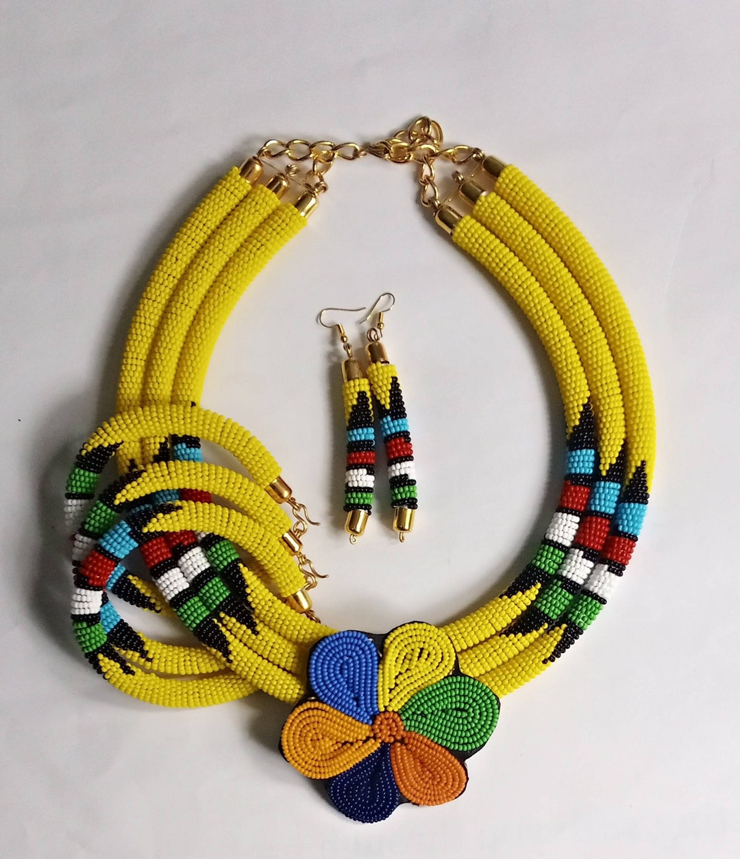 ON SALE African Jewelry Set Kenyan Jewelry Set Maasai Necklaces Tribal