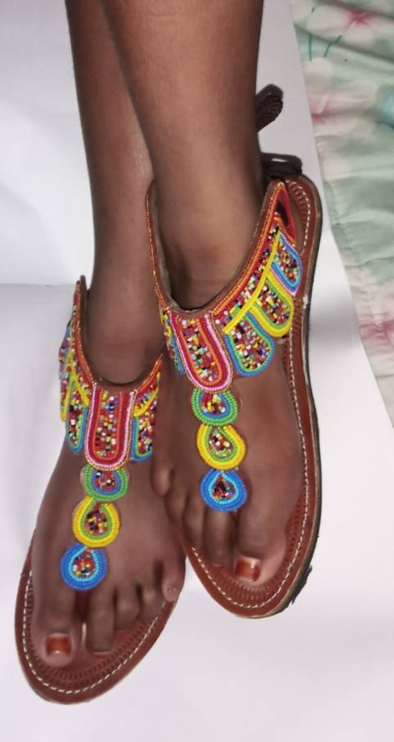 ON SALE maasai sandal African beaded sandal Kenyan Etsy