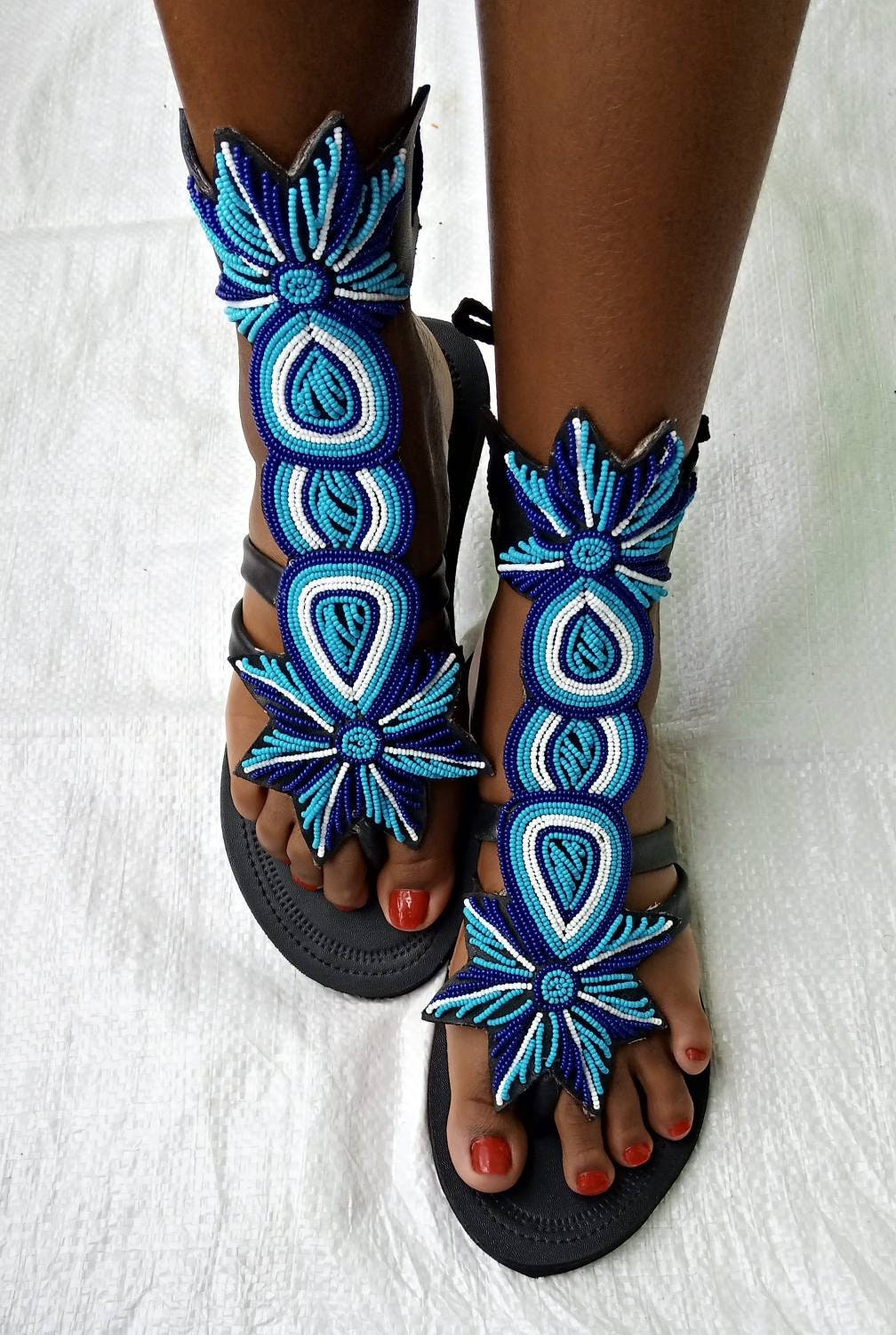 Cobalt Blue Sandals Etsy