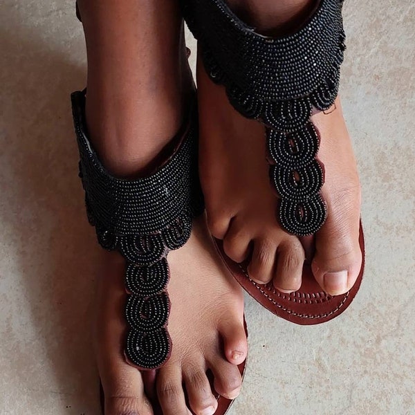 ON SALE! African gladiator sanndal/ black sandal/Sandal for women/Bohemian sandals/Summer sandals/Leather sandals/ Maasai sandal/Kenyan shoe