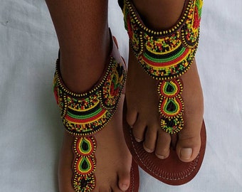 ¡EN VENTA! Sandalia de gladiador africano/Sandalias Rasta/Sandalias para mujer/Sandalias Boho/Sandalias de verano/Sandalias de cuero/ Sandalia masai/Zapato keniano