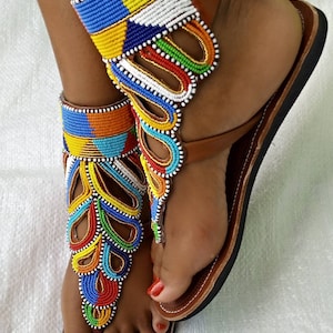 ON SALE!!!Maasai sandals, African beaded sandals, Bohemian sandals, summer sandals, women sandals, Gladiator shoes, colorful stylish sandals