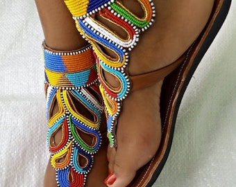 ON SALE!!!Maasai sandals, African beaded sandals, Bohemian sandals, summer sandals, women sandals, Gladiator shoes, colorful stylish sandals