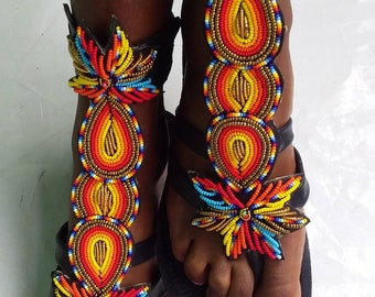 ON SALE! African gladiator sandal/Black sandals/Sandals for women/Bohemian sandals/Summer sandals/Leather sandals/ Maasai sandal/Kenyan shoe