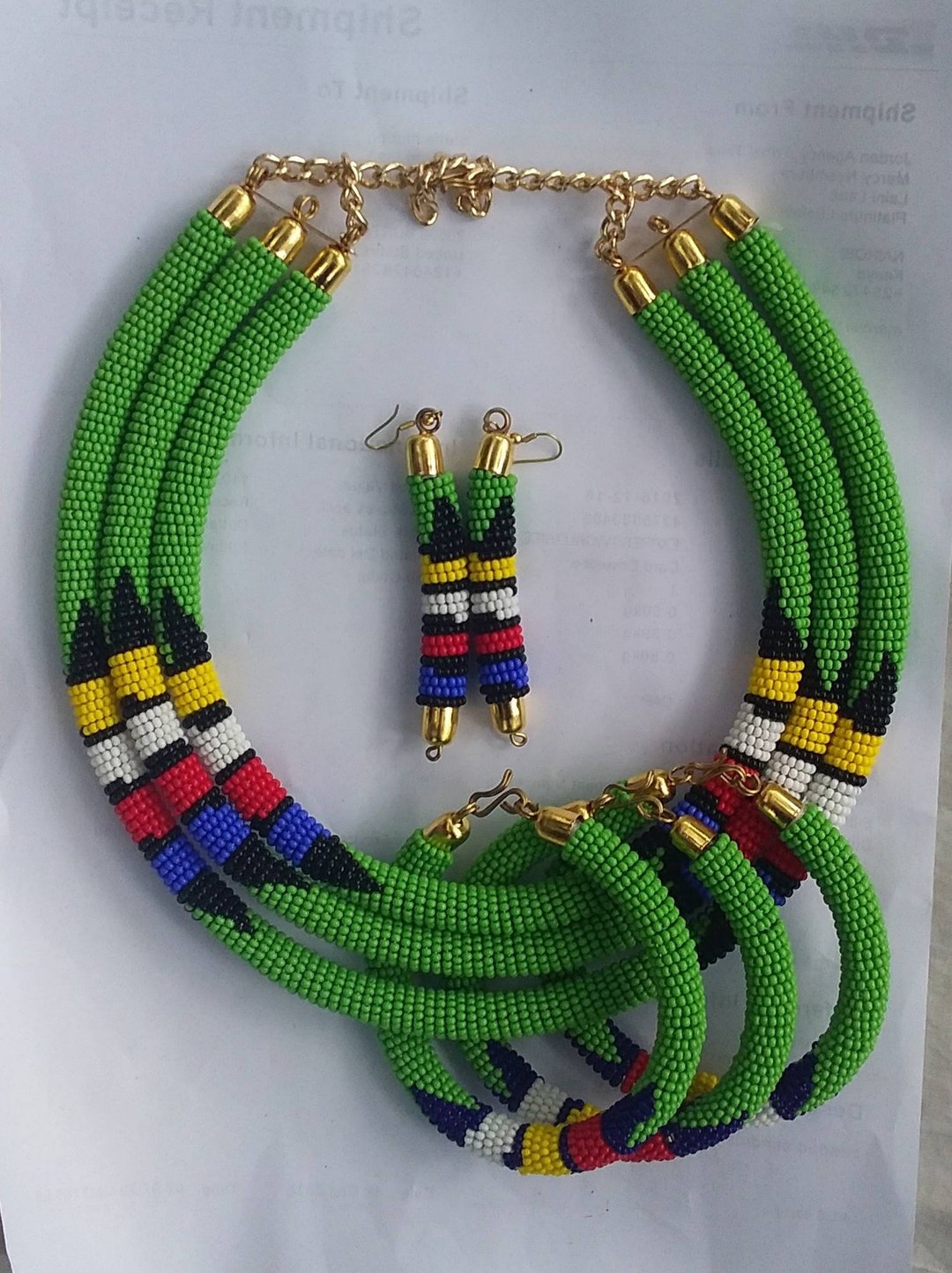 ON Saleafrican Jewelry Set for Women_ Maasai Jewelry Set Kenyan Jewelry Set 3 in 1 Beaded