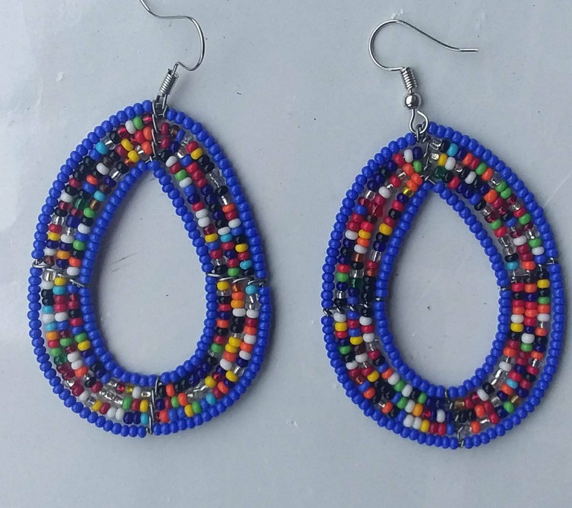 African earrings Beaded earrings Kenyan earrings Maasai Etsy