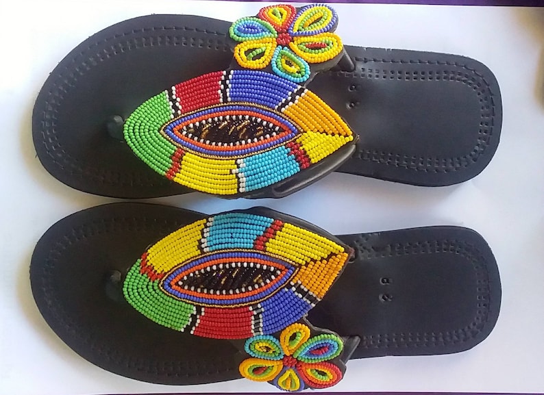 Flat sandals Leather Sandals Kenyan sandals Women sandals women/'s gift Handmade sandals women/'s fashion Maasai beaded sandals