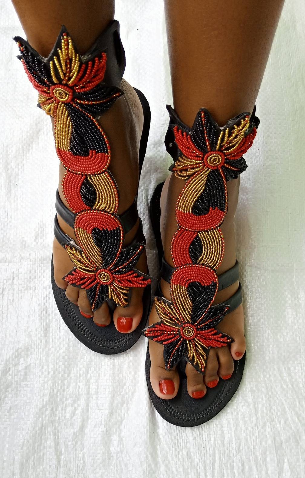 ON SALE African Gladiator Sandal/gold Sandals/sandals for - Etsy