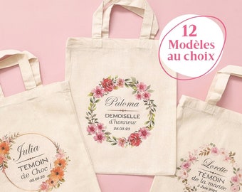 Tote bag personnalisable, tote bag témoin, tote bag demoiselle d'honneur, kit mariée, cadeau mariage, sac à personnalisé, baptême, EVJF