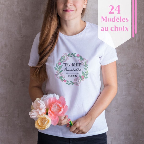 Tshirt EVJF, t-shirt personnalisable, accessoire EVJF, tee shirt team de la mariée, T-shirt pour enterrement de vie de jeune fille
