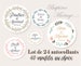 Personalized sticker, sticker label, wedding sticker, baptism, birth / set of 24 stickers / 40 models to choose from 