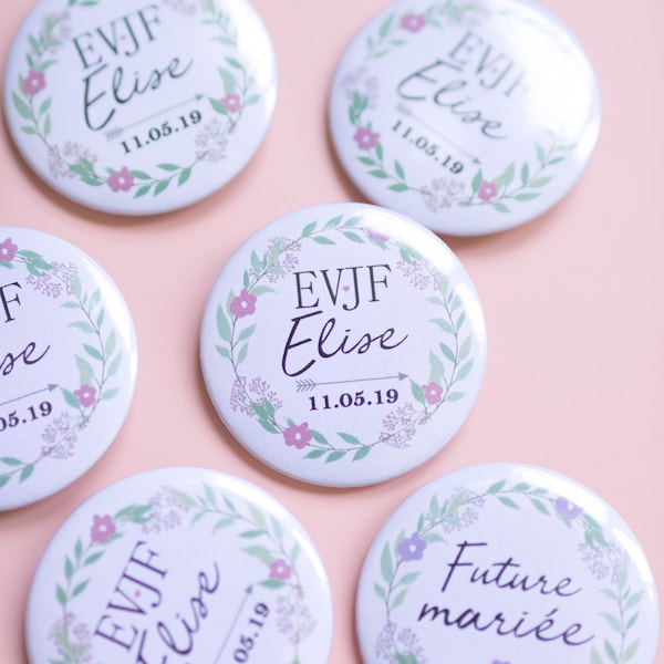 Badge EVJF personnalisable,  accessoire evjf pour  future mariée, team bride, équipe de la mariée