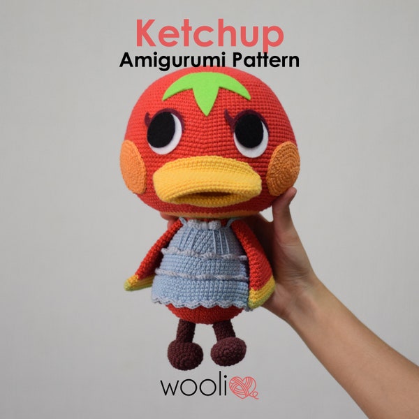 Ketchup Amigurumi Crochet Pattern - Animal Crossing - Fichier PDF - Anglais et Espagnol