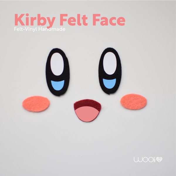 Kirby Felt-Vinyl Handmade Face Set: Felt Eyes, Mouth, and Cheeks for Amigurumi