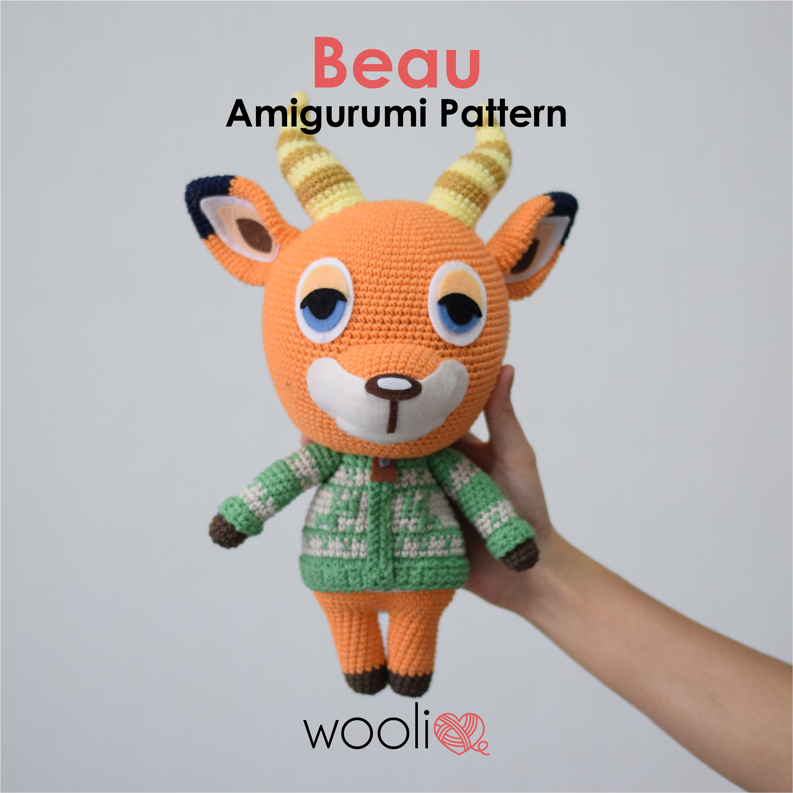 Beau Amigurumi Crochet Pattern Animal Crossing PDF File English and Spanish  