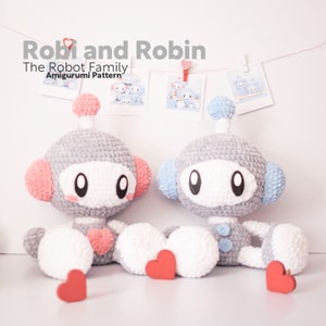 Robi and Robin | Amigurumi Pattern PDF | English and Spanish | Robots | Valentine's Day