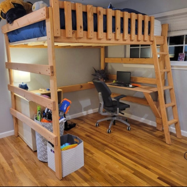 Heavy duty queen size loft bed 73 inches tall.