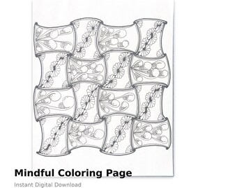 Geometric Floral Zentangle Coloring Page Printable | Abstract Botanical Line Art | Instant Digital Download PDF