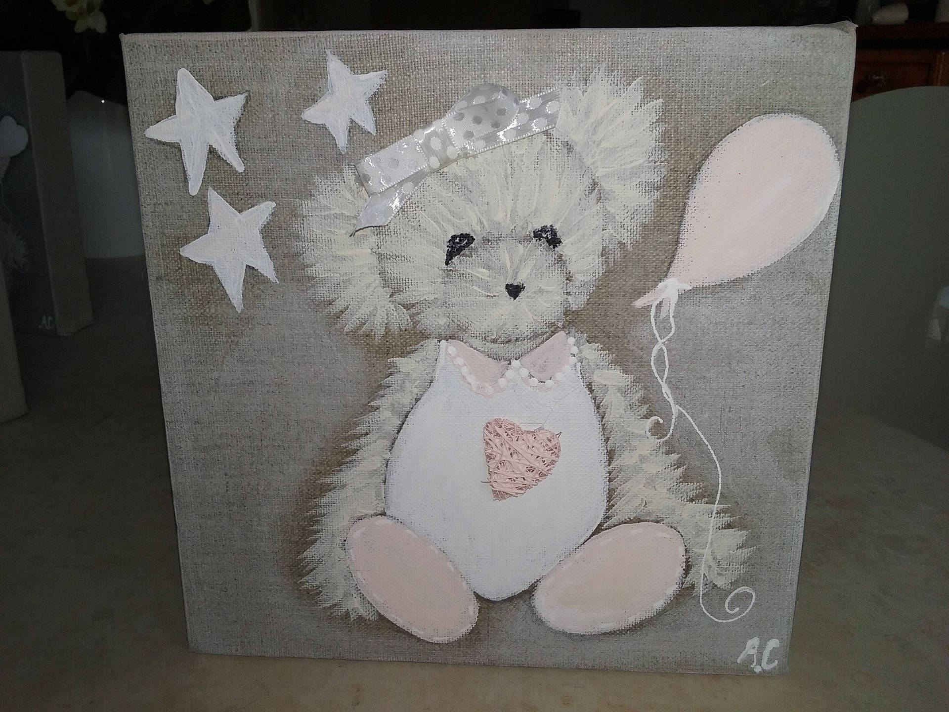 Tableau Ourson en Peinture Pour Décoration de Chambre d'enfants