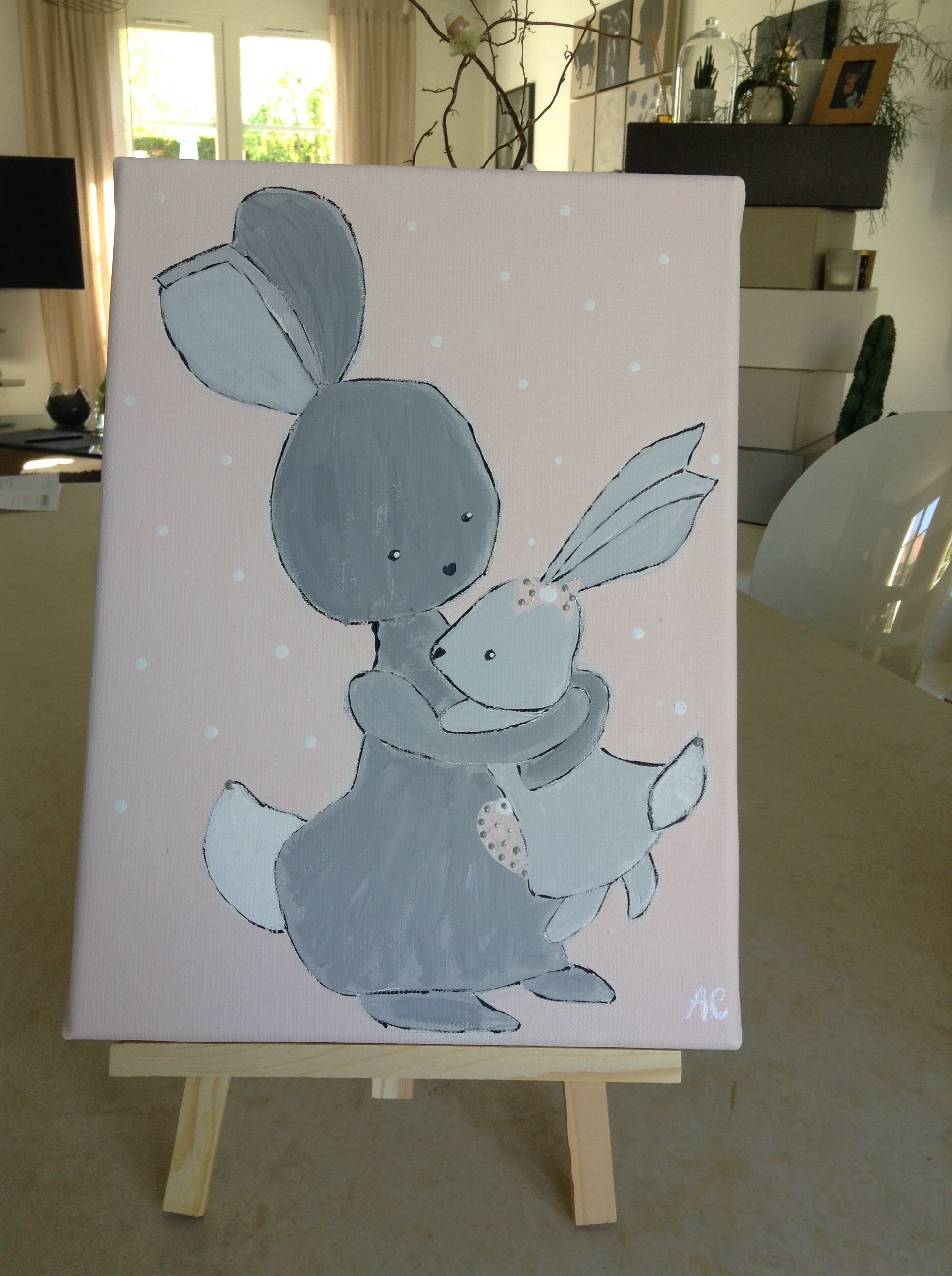 Tableau Lapins en Peinture