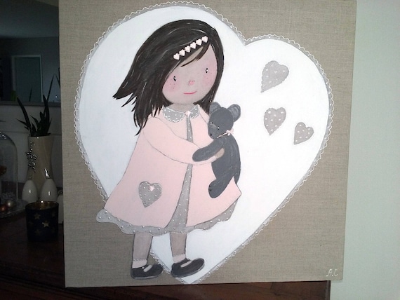Tableau Decoratif En Peinture Pour Chambre De Petite Fille Etsy