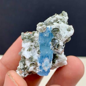 21Grams stunning ink Blue colour Aquamarine  crystal on matrix  from shigar mine  Skardu valley Pakistan, 32x33x24 mm