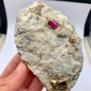 Red Ruby Crystal with Pyrite on Matrix: Jagdalak Mine, Afghanistan