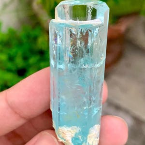 Natural perfect terminated aquamarine crystal from shigar mine pakistan