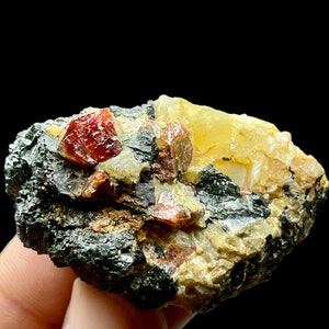 Red Zircon Crystals on Matrix: Astore Valley Pakistan (41 Grams)