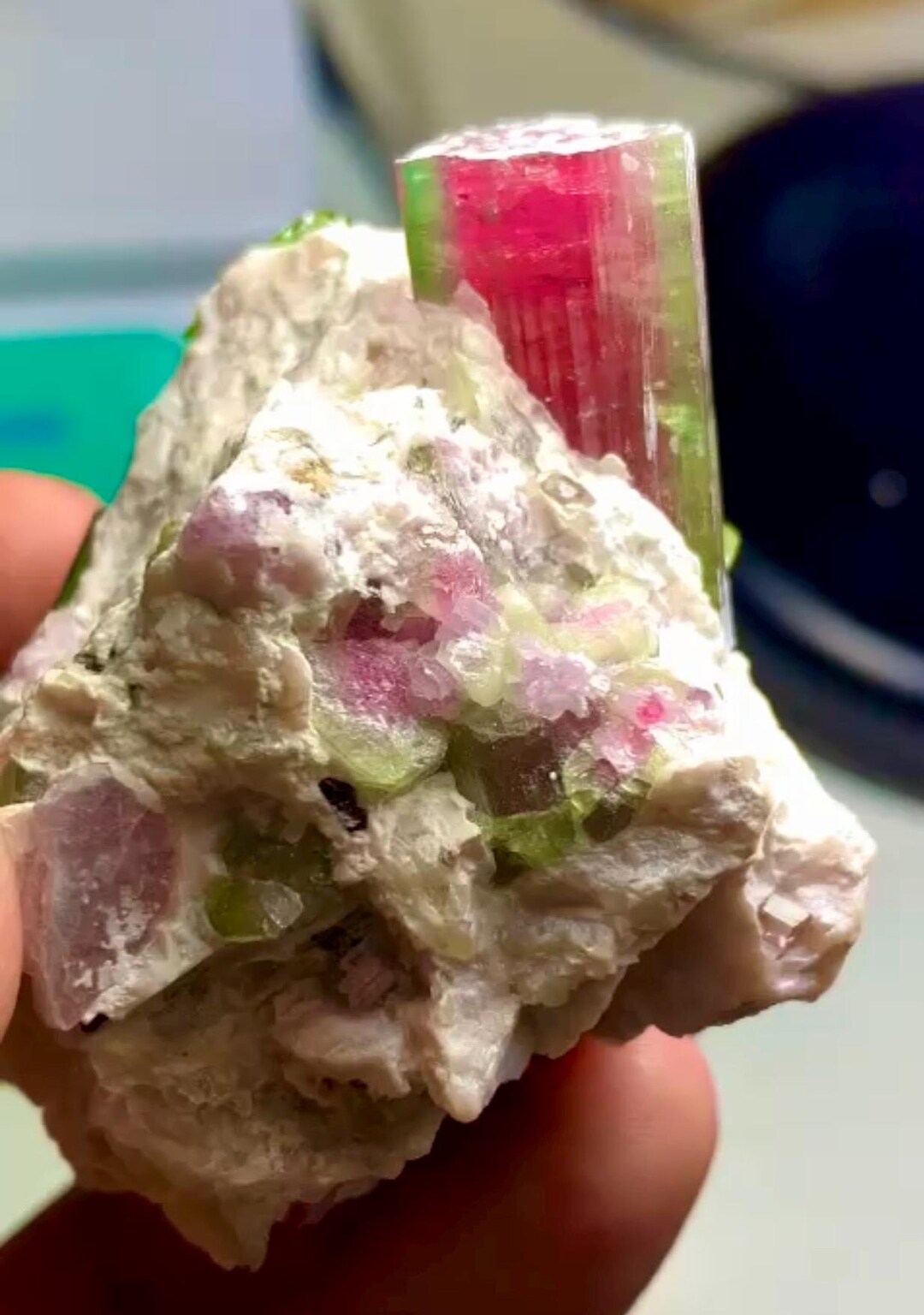 Watermelon Matrix Watermelon Tourmaline Crystal on Matrix: Paprok Mine Afghanistan, 135 ...