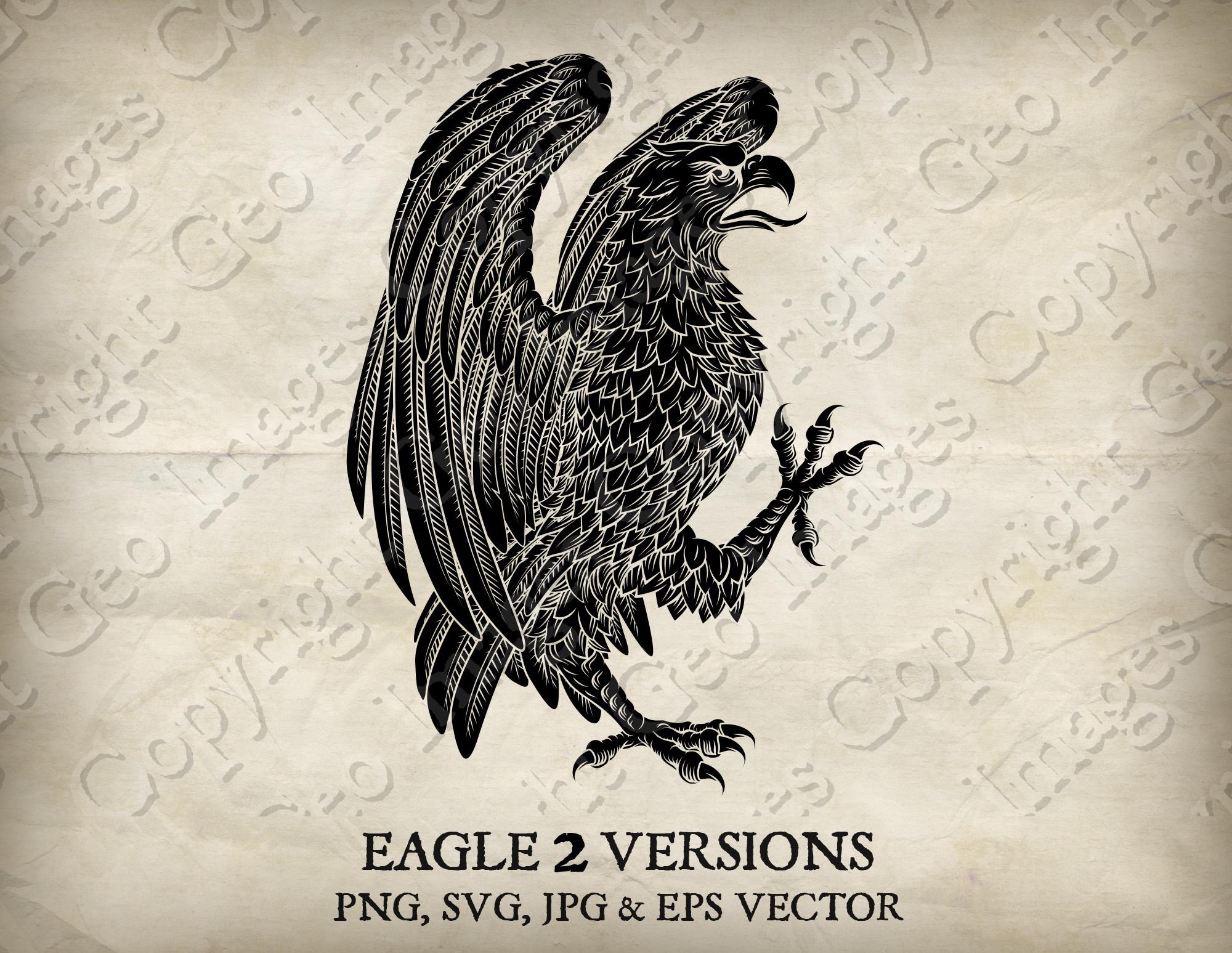 Eagle, Hawk, Falcon, Bald Eagle Vintage Style Heraldic Family