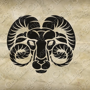 Aries the Ram Zodiac Horoscope Sign Symbol icon; Astrology birth star sign, png transparent background, jpg, vector eps and svg formats
