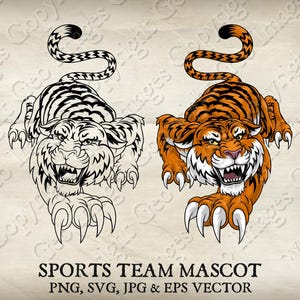 Tiger Mascot Angry Cat Tigers Mascot Sports Team Logo Cartoon. Vector SVG, EPS, PNG and jpeg Clipart
