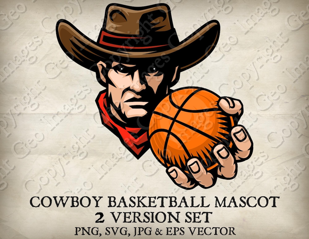Cowboy Bandit Western Basketball Ball Mascot. Cowboys Outlaw Team Sports  Logo Cartoon. 2 Versions. Vector SVG, EPS and PNG, Jpeg Files - Etsy, image size:1080x835