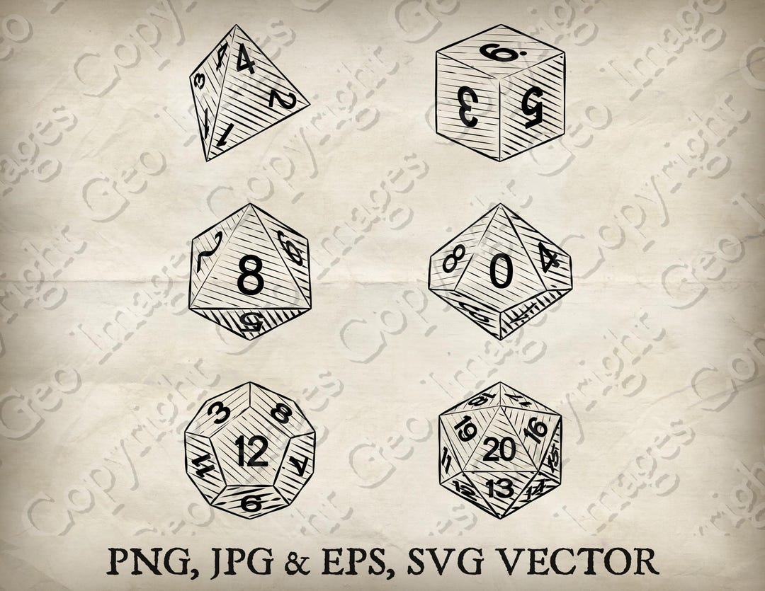 Game Dice Illustration Roleplaying Rpg Fantasy Boardgame Dnd Set in ...