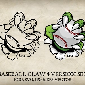 Baseball Monster, Tiger, Wolf, Dragon or Eagle Claw Hand with Talons Holding Ball vector. 4 versions in individual PNG, EPS and SVG files